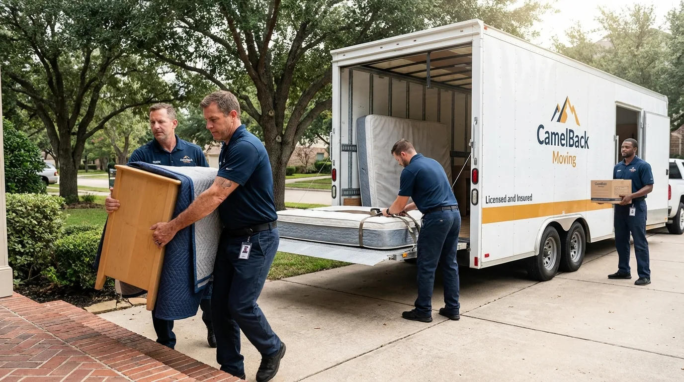 Crew loading residential truck for cross-state move from Elmira, NY