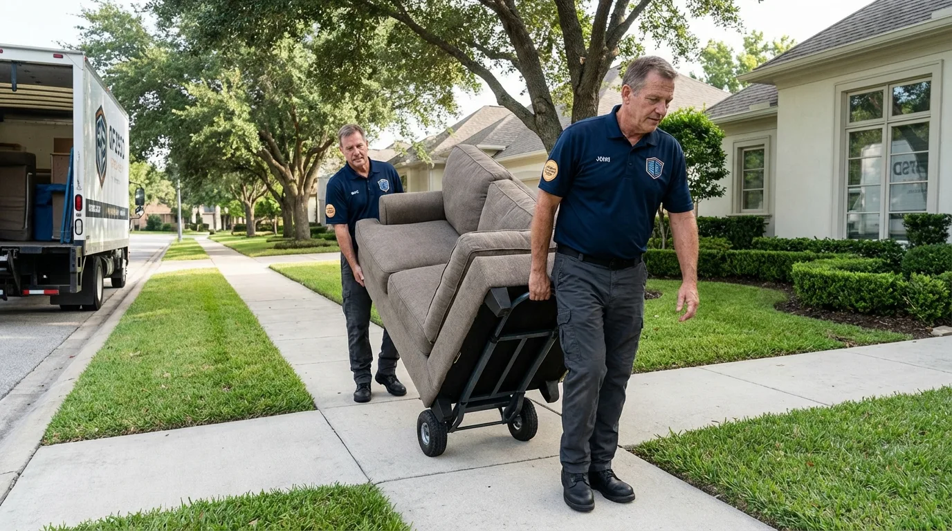 Local residential moving crew loading furniture in Elmira, NY